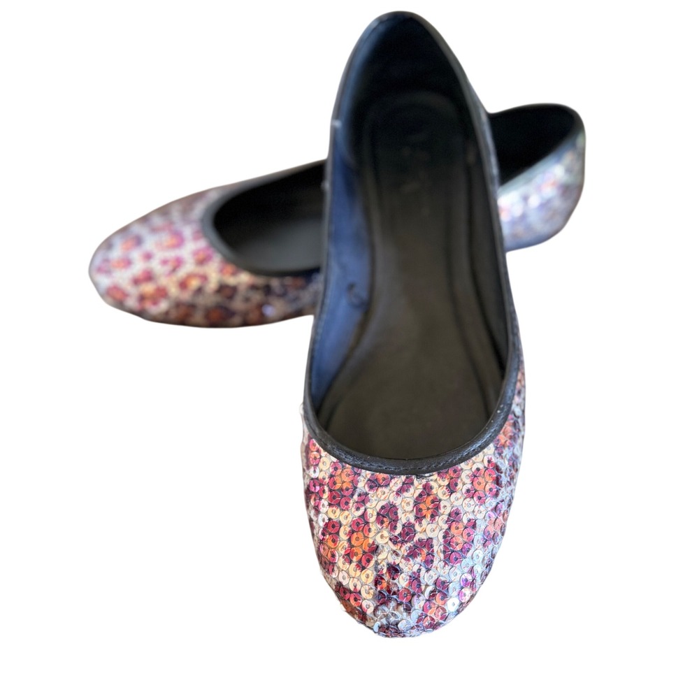 Y2K Glitter Sequin Ballet Flats Sparkle Party Shoes Women 8 Statement Festive